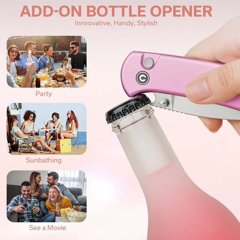 Civivi Qubit Pink Aluminum (2.98" Satin Finished 14C28N) Folding Knife [C22030E-5] - product view 4