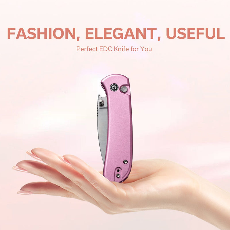 Civivi Qubit Pink Aluminum (2.98" Satin Finished 14C28N) Folding Knife [C22030E-5] - product view 5