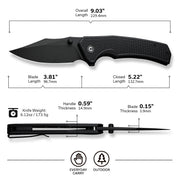Civivi Vexillum Black G10 (3.81" Black Stonewashed Nitro-V) Folding Knife [C23003D-1] - product view 3