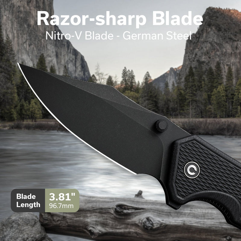 Civivi Vexillum Black G10 (3.81" Black Stonewashed Nitro-V) Folding Knife [C23003D-1] - product view 5