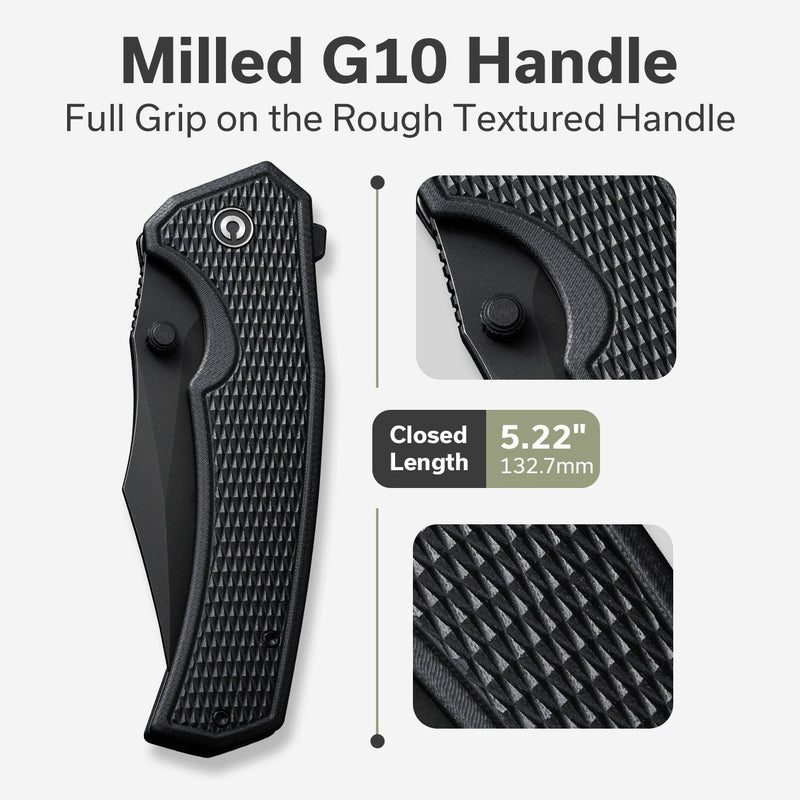 Civivi Vexillum Black G10 (3.81" Black Stonewashed Nitro-V) Folding Knife [C23003D-1] - product view 6