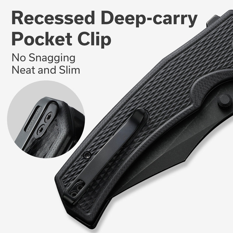 Civivi Vexillum Black G10 (3.81" Black Stonewashed Nitro-V) Folding Knife [C23003D-1] - product view 7