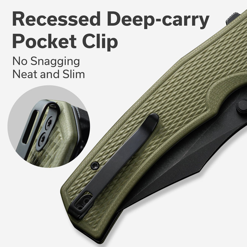 Civivi Vexillum OD Green G10 (3.81" Black Stonewashed Nitro-V) Folding Knife [C23003D-2] - product view 7
