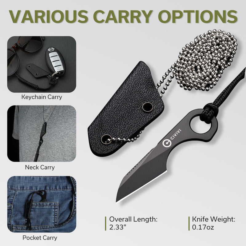 Civivi Gramis integral steel grip (1.00" Black 14C28N) Fixed Blade Knife [C23004-1] - product view 4