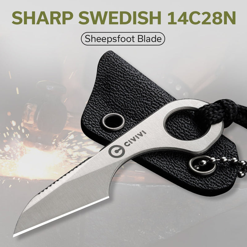 Civivi Gramis integral steel grip (1.00" Satin Finished 14C28N) Fixed Blade Knife [C23004-2] - product view 5