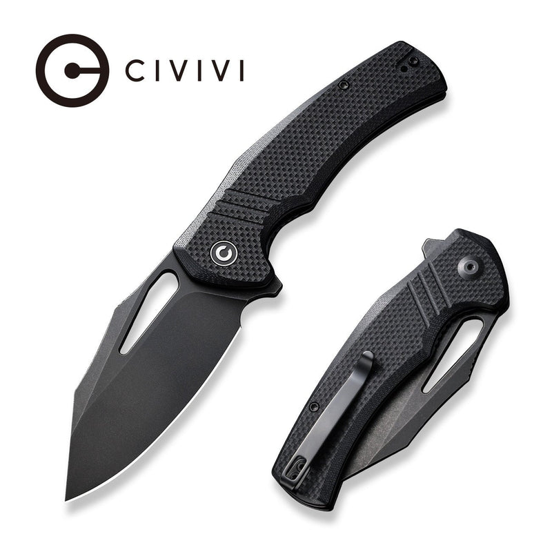 Civivi BullTusk Black Coarse G10 (3.48" Black Stonewashed 14C28N) Folding Knife [C23017-1] - product view 6