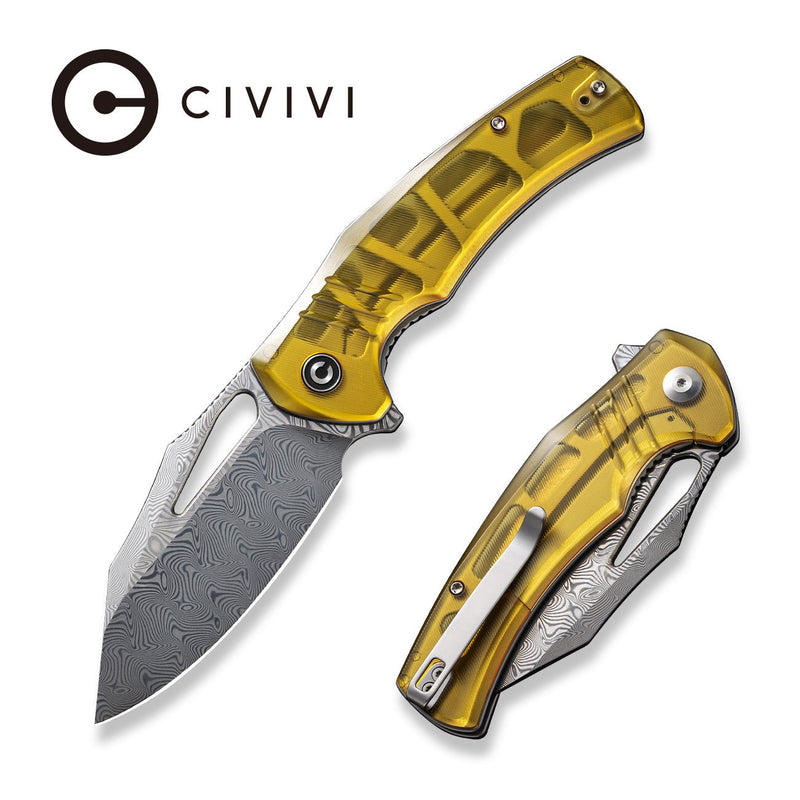 Civivi BullTusk Polished Ultem (3.48" / Damascus) Folding Knife [C23017-DS1] - product view 6