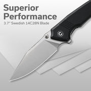Civivi Tranquil Black G10 (3.7" Satin Finished 14C28N) Folding Knife [C23027-1] - product view 3