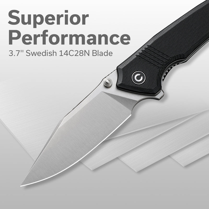 Civivi Tranquil Black G10 (3.7" Satin Finished 14C28N) Folding Knife [C23027-1] - product view 3