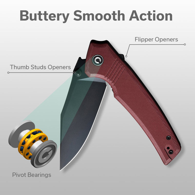 Civivi Tranquil Burgundy G10 (3.7" Black 14C28N) Folding Knife [C23027-2] - product view 5