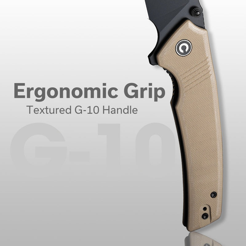 Civivi Tranquil Tan G10 (3.7" Black 14C28N) Folding Knife [C23027-3] - product view 6