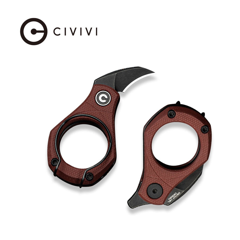 Civivi Pyrus Burgundy G10 (0.65" Black Stonewashed 14C28N) Folding Knife [C23038-1] - product view 6
