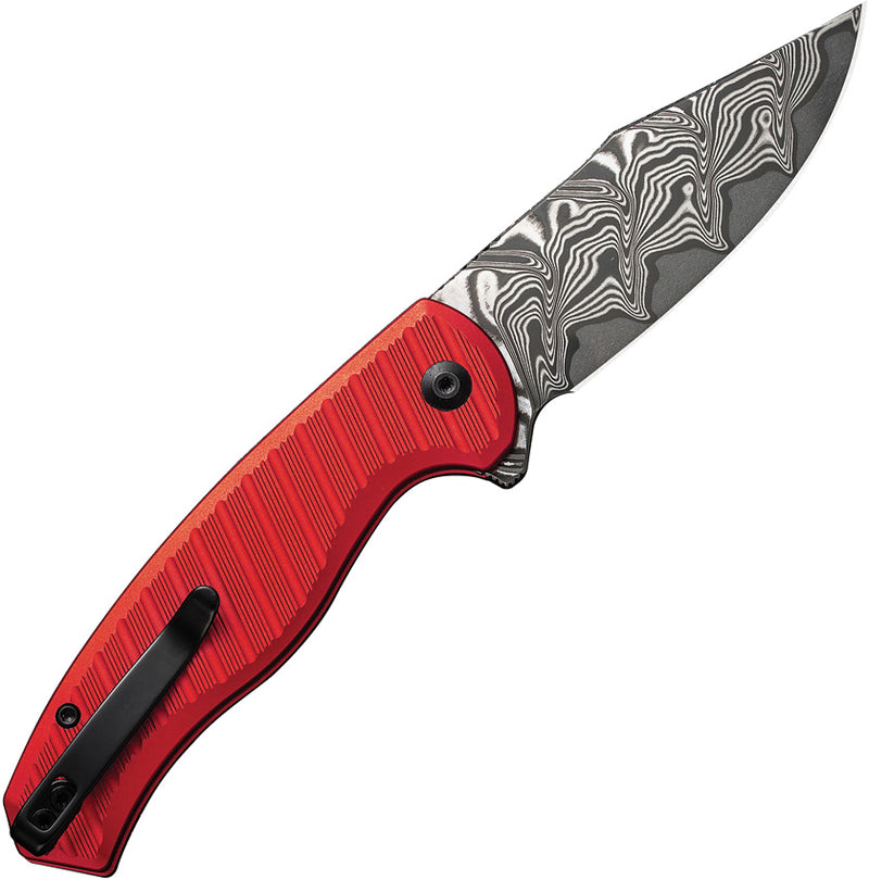 Civivi Stormhowl Red Aluminum (3.3" / Damascus) Folding Knife [C23040B-DS1] - product view 3