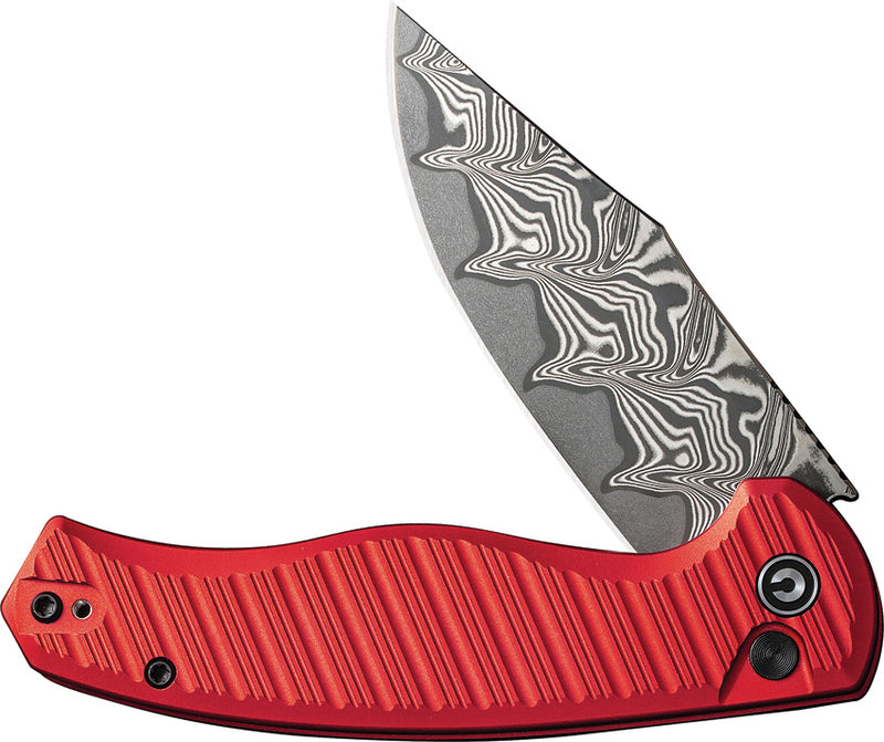 Civivi Stormhowl Red Aluminum (3.3" / Damascus) Folding Knife [C23040B-DS1] - product view 4