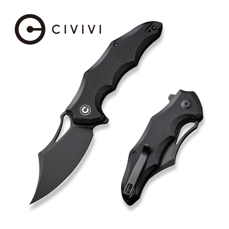 Civivi Chiro Black Shredded G10 (3.1" Black Stonewashed 14C28N) Folding Knife [C23046-1] - product view 7