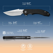 Civivi Bluetick Black G10 (3.47" Satin Finished 14C28N) Folding Knife [C23050-1] - product view 7