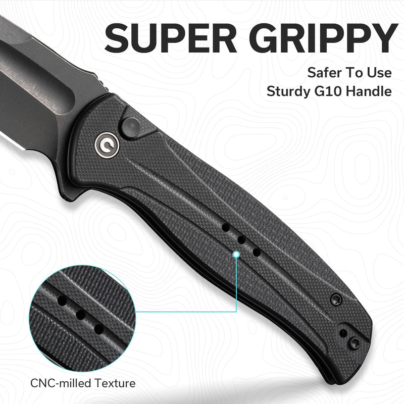 Civivi Incindie Black G10 (3.48" Black Stonewashed 14C28N) Folding Knife [C23053-1] - product view 7