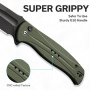 Civivi Incindie OD Green G10 (3.48" Black Stonewashed 14C28N) Folding Knife [C23053-2] - product view 7