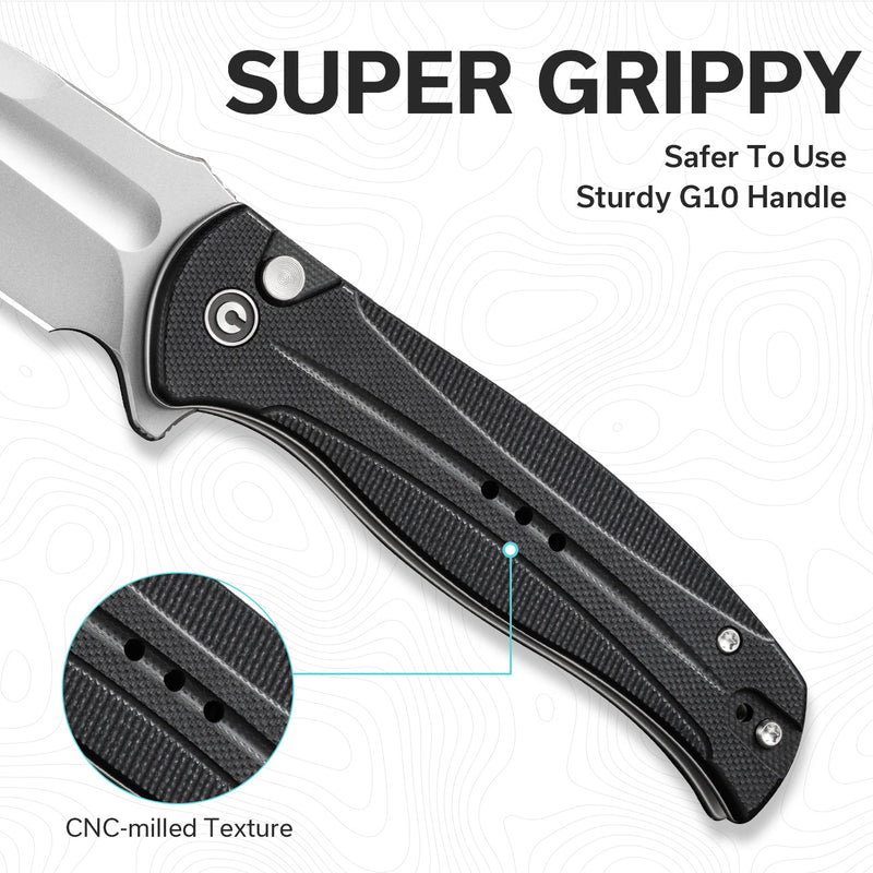 Civivi Incindie Black G10 (3.48" Stonewashed 14C28N) Folding Knife [C23053-3] - product view 7