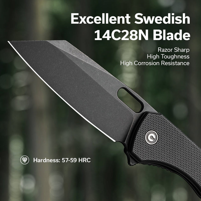 Civivi Nugz Black G10 (3.17" Black Stonewashed 14C28N) Folding Knife [C23060-1] - product view 6