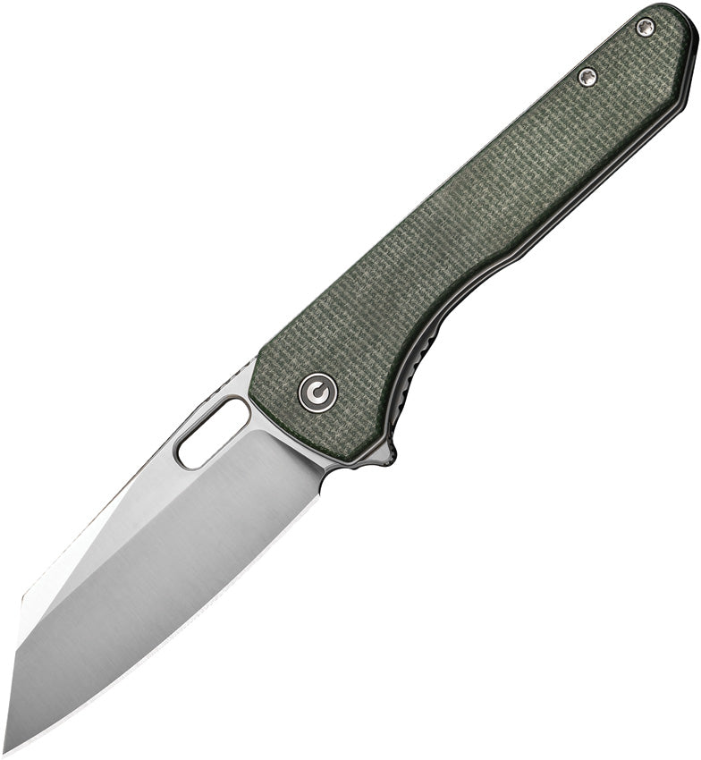 Civivi Nugz Green Canvas Micarta (3.17" Satin Finished 14C28N) Folding Knife [C23060-2] - product view 1