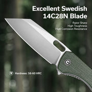 Civivi Nugz Green Canvas Micarta (3.17" Satin Finished 14C28N) Folding Knife [C23060-2] - product view 6