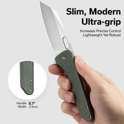 Civivi Nugz Green Canvas Micarta (3.17" Satin Finished 14C28N) Folding Knife [C23060-2] - product view 7