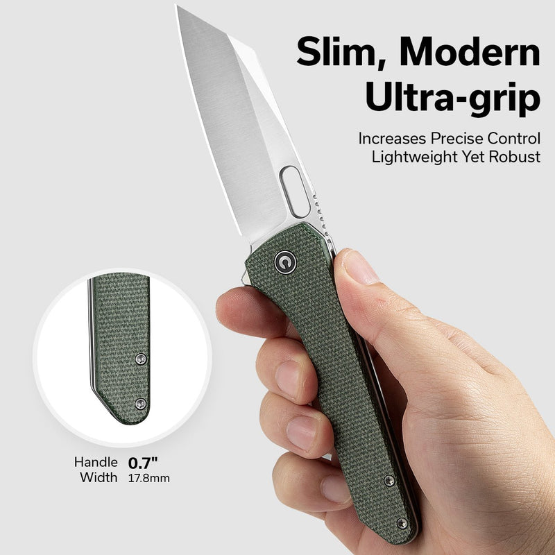 Civivi Nugz Green Canvas Micarta (3.17" Satin Finished 14C28N) Folding Knife [C23060-2] - product view 7