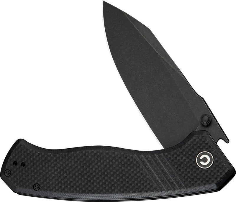 Civivi Placoid Black Coarse G10 (3.67" Black Stonewashed 14C28N) Folding Knife [C23079-1] - product view 4
