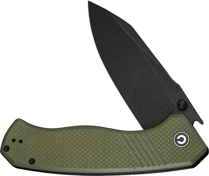 Civivi Placoid OD Green Coarse G10 (3.67" Black Stonewashed 14C28N) Folding Knife [C23079-3] - product view 4