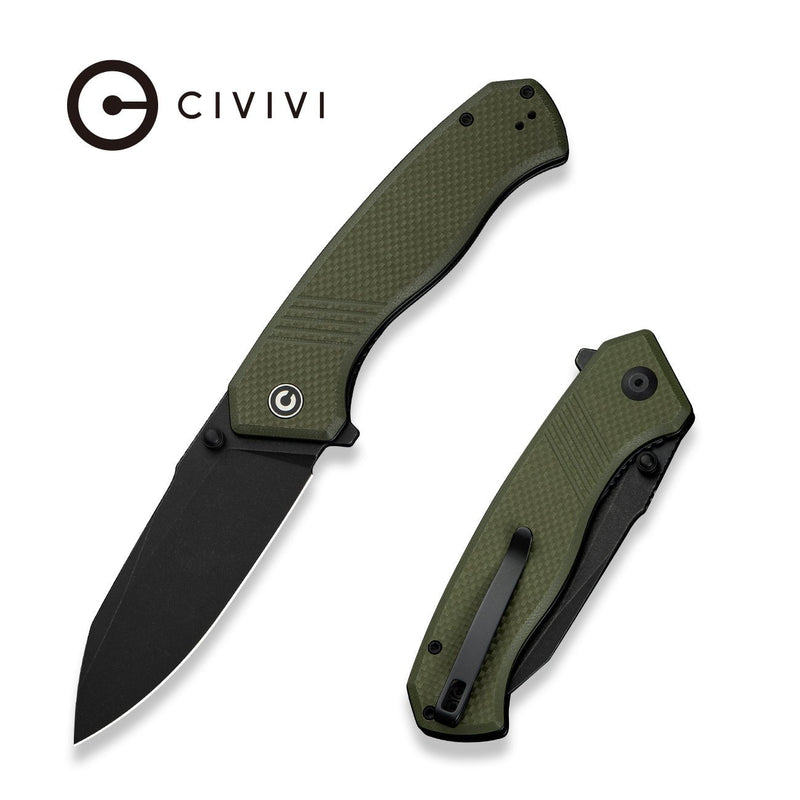 Civivi Placoid OD Green Coarse G10 (3.67" Black Stonewashed 14C28N) Folding Knife [C23079-3] - product view 7