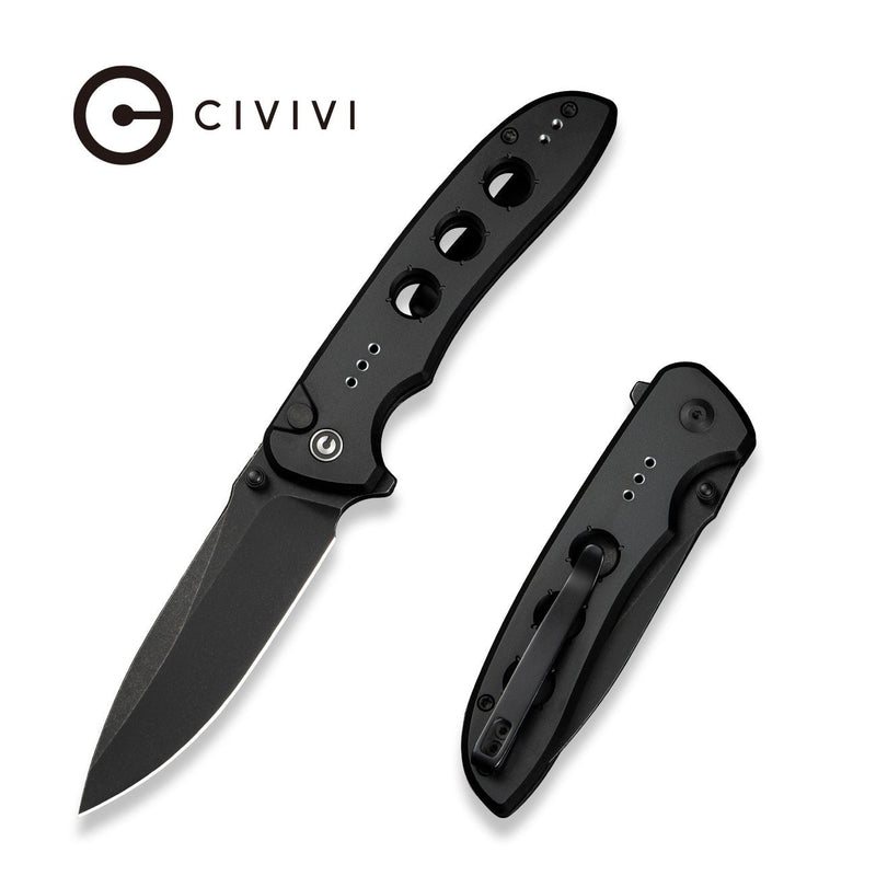 Civivi Hyperpulse Black Aluminum (3.5" Black Stonewashed 14C28N) Folding Knife [C23087A-1] - product view 7