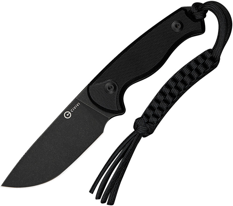 Civivi Timberbark Black G10 (3.2" Black Stonewashed 14C28N) Fixed Blade Knife [C23094-1] - product view 1