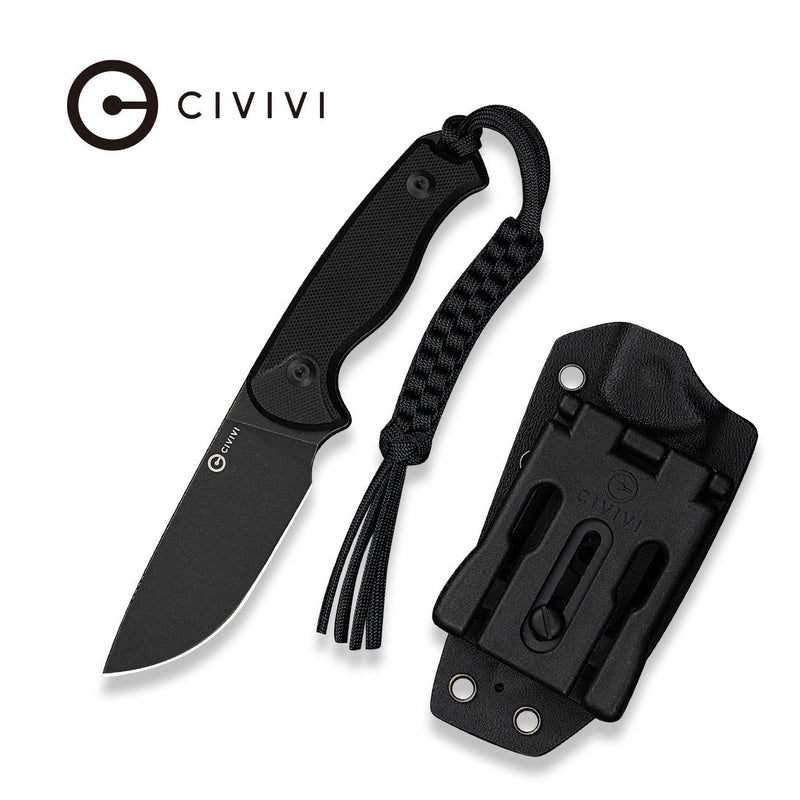 Civivi Timberbark Black G10 (3.2" Black Stonewashed 14C28N) Fixed Blade Knife [C23094-1] - product view 6