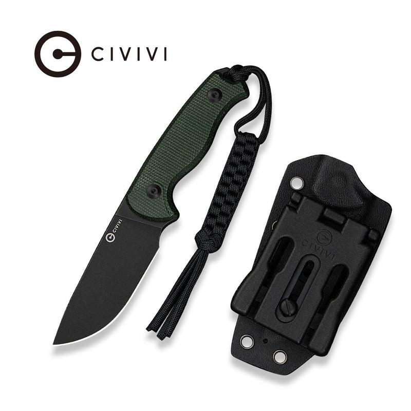 Civivi Timberbark Green Canvas Micarta (3.2" Black Stonewashed 14C28N) Fixed Blade Knife [C23094-3] - product view 7