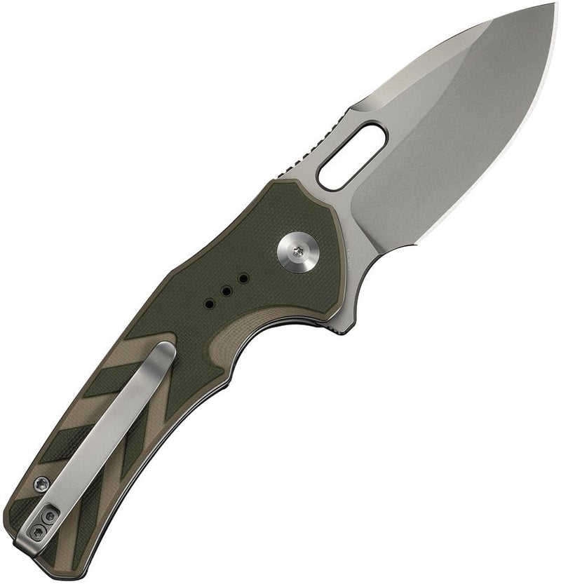 Civivi Vexron Button Lock Grn/Tan Folding Knife [C24066-2]