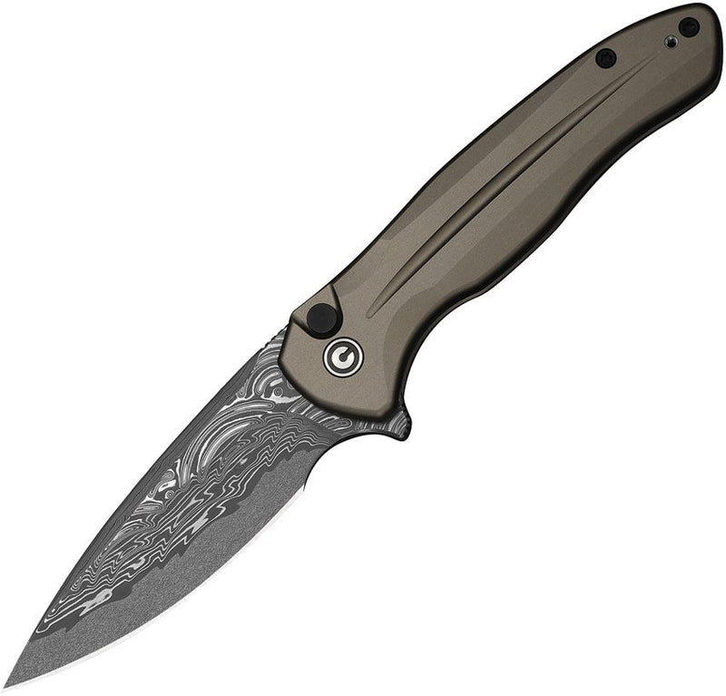 Civivi Kitefin Button Lock Brown Al Folding Knife [C24091-DS1]