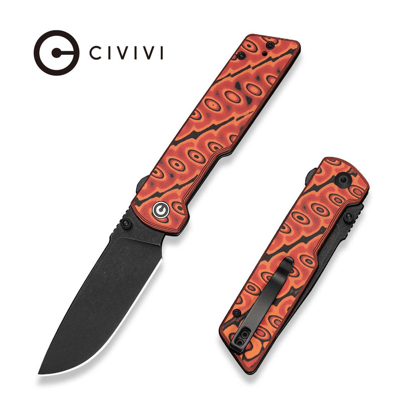 Civivi Zygon Orange, Black Micarta (3.24" Black Stonewashed Nitro-V) Folding Knife [C25035-2] - product view 5