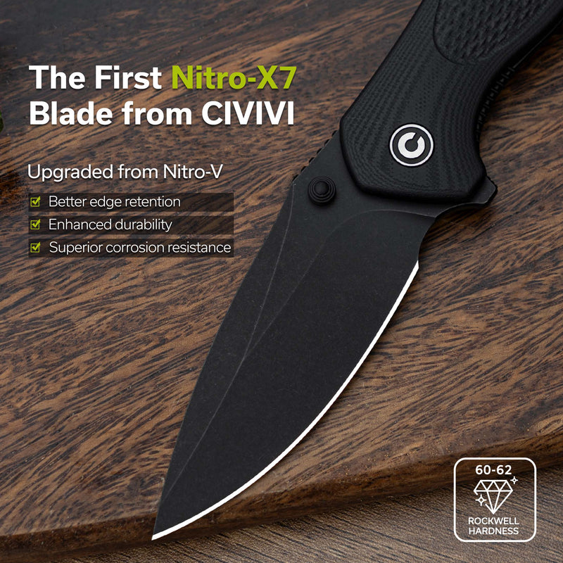 Civivi Vyrent Black G10 (3.48" Black Stonewashed Nitro-X7) Folding Knife [C25037-1] - product view 5