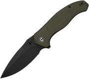 Civivi Vyrent Olive Canvas Micarta (3.48" Black Stonewashed Nitro-X7) Folding Knife [C25037-2] - product view 1