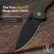 Civivi Vyrent Olive Canvas Micarta (3.48" Black Stonewashed Nitro-X7) Folding Knife [C25037-2] - product view 5