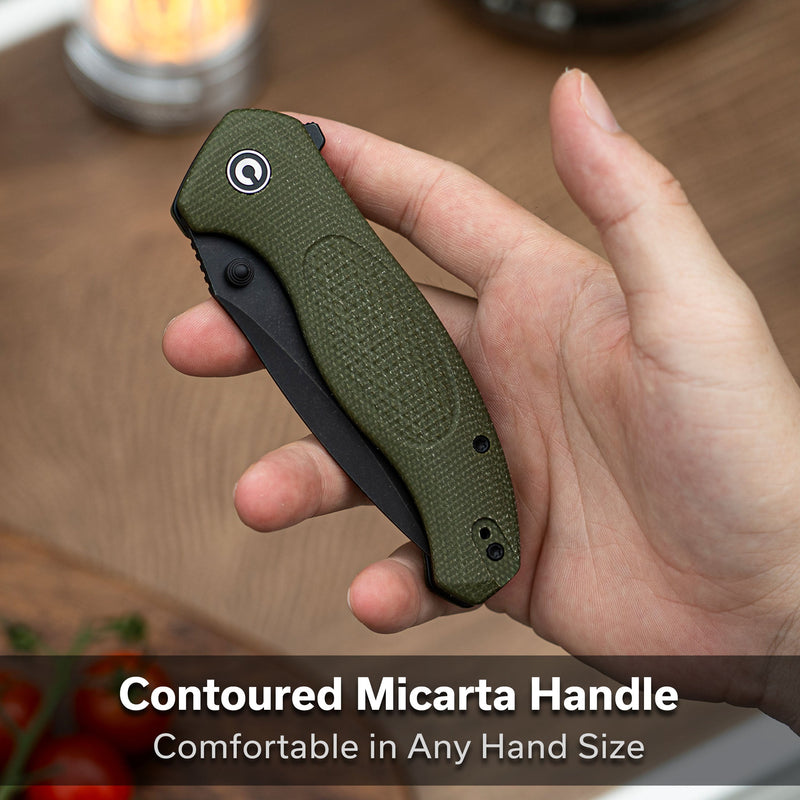 Civivi Vyrent Olive Canvas Micarta (3.48" Black Stonewashed Nitro-X7) Folding Knife [C25037-2] - product view 6
