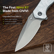 Civivi Vyrent Silver G10, Aluminum Foil (3.48" Stonewashed Nitro-X7) Folding Knife [C25037B-1] - product view 5