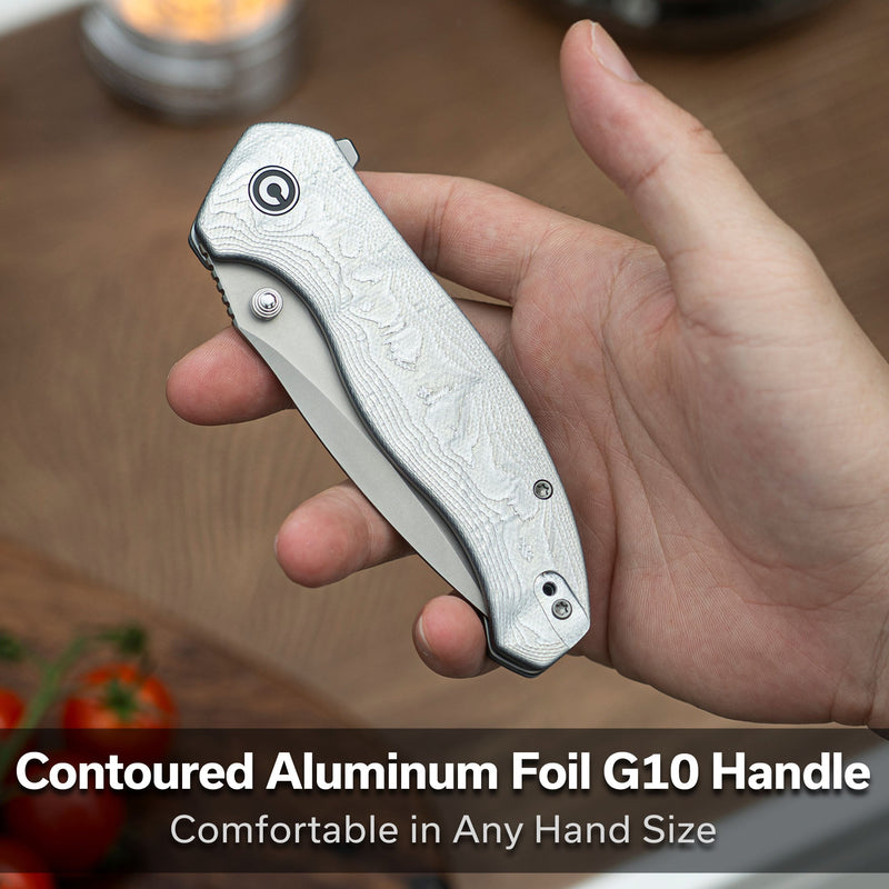 Civivi Vyrent Silver G10, Aluminum Foil (3.48" Stonewashed Nitro-X7) Folding Knife [C25037B-1] - product view 6