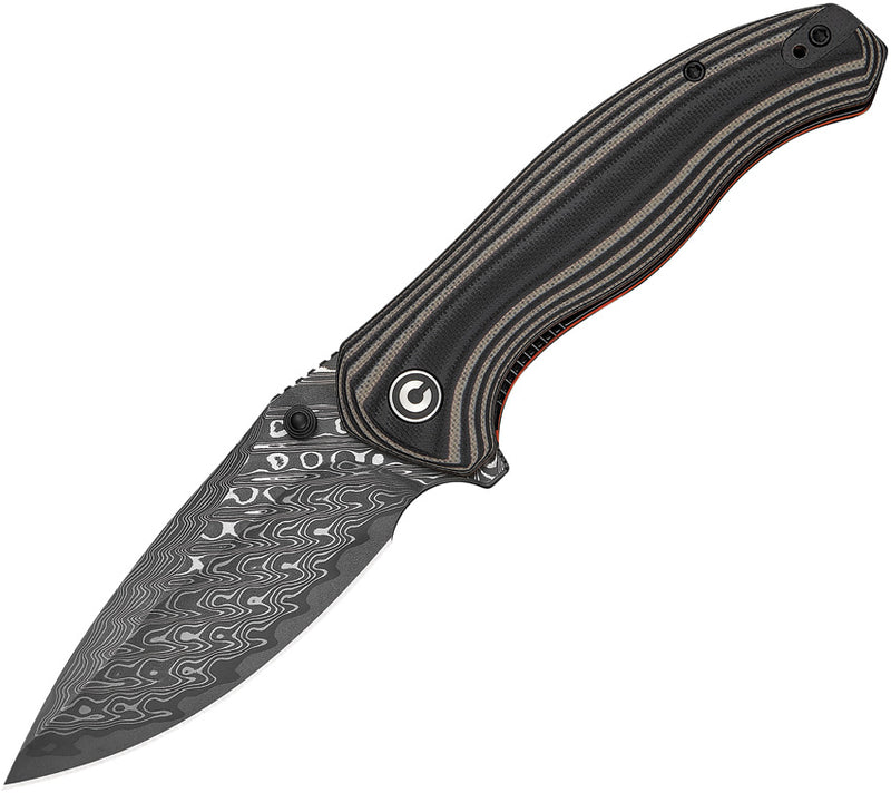 Civivi Vyrent Black, Tan, Orange G10 (3.48" / Damascus) Folding Knife [C25037B-DS1] - product view 1