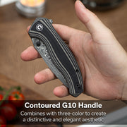 Civivi Vyrent Black, Tan, Orange G10 (3.48" / Damascus) Folding Knife [C25037B-DS1] - product view 6