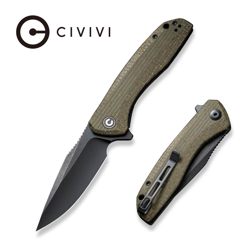Civivi Baklash Green Coarse Micarta (3.5" Black Stonewashed 9Cr18MoV) Folding Knife [C801K] - product view 6