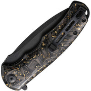 Civivi Praxis Black, Golden Shredded Carbon Fiber And Golden Shred In Clear Resin (3.75" Black Stonewashed 9Cr18MoV) Folding Knife [ C803J] - product view 2
