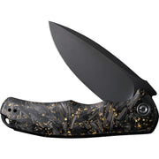 Civivi Praxis Black, Golden Shredded Carbon Fiber And Golden Shred In Clear Resin (3.75" Black Stonewashed 9Cr18MoV) Folding Knife [ C803J] - product view 4