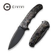 Civivi Praxis Black, Golden Shredded Carbon Fiber And Golden Shred In Clear Resin (3.75" Black Stonewashed 9Cr18MoV) Folding Knife [ C803J] - product view 6